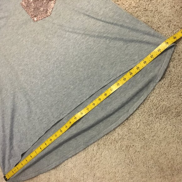 Heathered Grey Womens High Low Rose Gold Sequin Pocket Shirt 4X - Picture 13 of 15